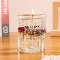 Luxus getrocknete Blume Echte Blume Gelee Pflanze Parfüm Klar Transparent Gel Wachs Kerzen Glas Tasse Aroma therapie Duft kerze