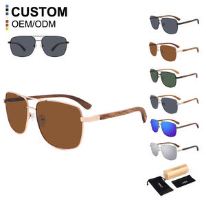 Gafas de Sol Cuadradas Personalizadas Ecológicas 2025 Gafas de Sol de Madera Acero Inoxidable de Alta Calidad Lentes Polarizadas para Hombre - Product Image 2