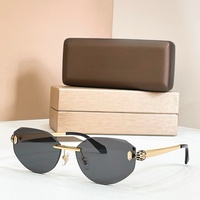 Lunettes de soleil unisexes de luxe sans monture, style designer, polarisées, en métal doré, confortables, avec décor serpent et verres dégradés