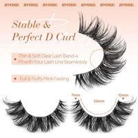 DQL Cils artificiels réutilisables 3D en cheveux synthétiques, fabriqués à la machine, aspect naturel, multi-couches, bande invisible, auto-adhésifs
