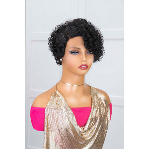 วิกผมหยิกฟูแบบสั้น8นิ้วสำหรับผู้หญิงวิกผมหยิกหยักศกแบบแอฟริกันผมลอนแบบสั้นโปร่งใส - Product Image 1