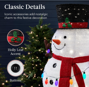 Người tuyết bật lên có đèn 5ft, đồ trang trí ngày lễ Giáng sinh ngoài trời lớn màu trắng với 200 đèn <span class=keywords><strong>LED</strong></span>, mũ, khăn quàng cổ, đèn nhiều màu - Product Image 6