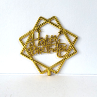 Fabrikpreis 3D Plastik Happy Birthday Cake Topper Diamantrahmen Stern Kursiv Schrift Geburtstagstorten-Dekoration Party-Feier