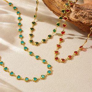 Heart Shaped Faceted Rhinestone Stainless Steel <b>Necklace</b> <b>Candy</b> Color Party Jewelry Bezel Setting Yiwu Origin - Product Image 1