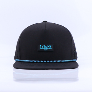 Qianzun Fabricant Imperméable 5 Panneau <span class=keywords><strong>Golf</strong></span> Snapback Cap Avec Corde, Patch En Caoutchouc logo Snapback Chapeaux - Product Image 4