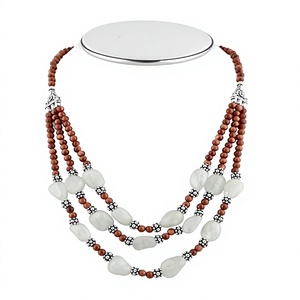 Best Quality Bohemian Resin <b>Beaded</b> <b>Necklace</b> With Orange And Purple Stones Premium Trendy Unisex Fashionable Jewelry for Woman - Product Image 2