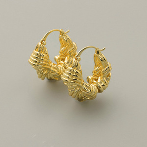 Orecchini a Cerchio Dorati E4140 in Lega di Zinco, Gioielli Unisex alla Moda - Product Image 3