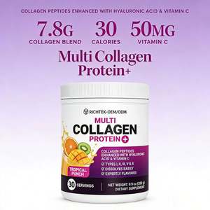 Çoklu Kolajen Peptitleri Hyaluronik Asit ve C Vitamini Hidrolize Kolajen Proteinleri Tip I II III V ve X - Product Image 4