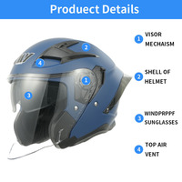 Casque de collision modulaire ABS bleu populaire pour adultes demi-visage ouvert garde-tête de moto directement de l'usine
