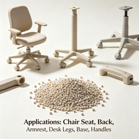 Granulés de polypropylène PP de qualité injection haute performance pour sièges/dos de chaises de bureau et pieds de bureau, résistants aux chocs et aux produits chimiques