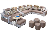 Sala de estar nuevo diseño Nuevo diseño estilo moderno de lujo multifunción compartimento grande seccional 7 plazas en forma de U conjunto de sofá marrón