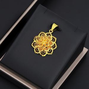 Pendentif en laiton plaqué or 24 carats pour femmes JXX, style hip-hop, design floral, bijoux pour enfants - Product Image 4