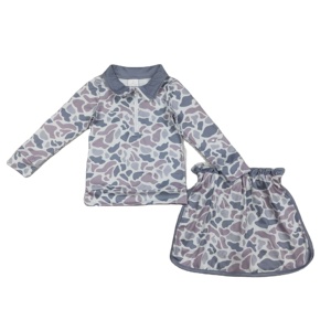 GLD1548 RTS Conjunto de Ropa de Primavera para Niña Pequeña, Falda Estampada Gris, Ropa Infantil al por Mayor, Conjunto de Falda de Tela - Product Image 1