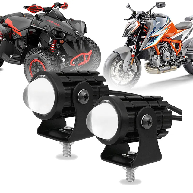 Motorcycle Led Spot Light Driving High Low Beam Dual Color Fog Light Len Motorcycle Mini LED Headlight Motorcycle Accessories