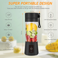 Mixeur Portable Sans Fil Rechargeable USB, Tasse Mixeur en Plastique, Mixeur à Fruits Portable, Mixeur à Vitesse Unique, Vente en Gros à Prix Abordable