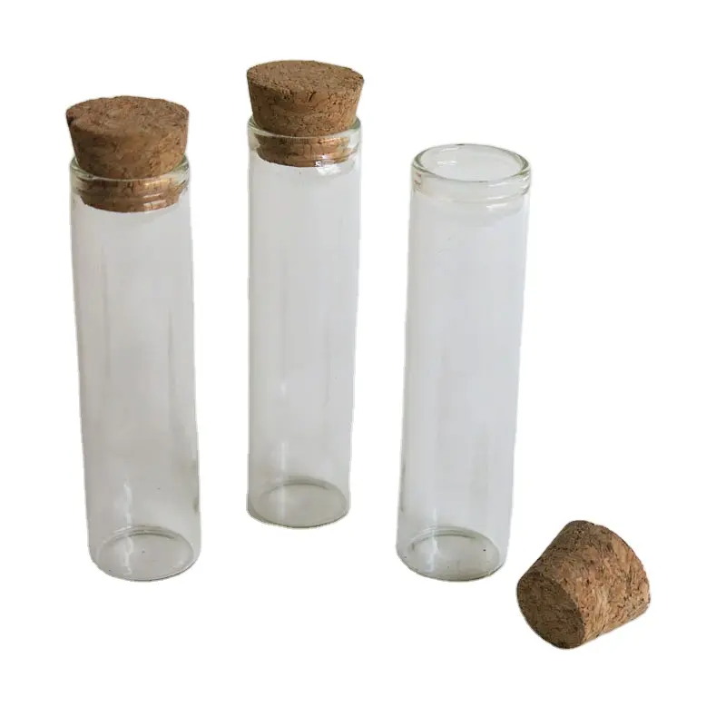 12ml clear flat bottom glass test tube with wooden cork bottles chemical powder container