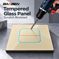 BAOBEN86 Type Interrupteur mural multifonctionnel USB+C avec anneau LED réinitialisable en verre trempé doré