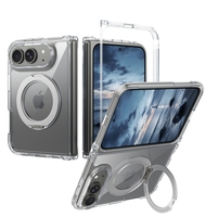Étui magnétique pour iPhone Duo avec support rotatif, antichoc, transparent, personnalisé, anti-jaunissement, pour téléphone portable
