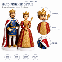Figurines décoratives 3D personnalisées en PVC, modèle de jouet miniature, statue royale roi et reine, conception OEM, fabrication en usine