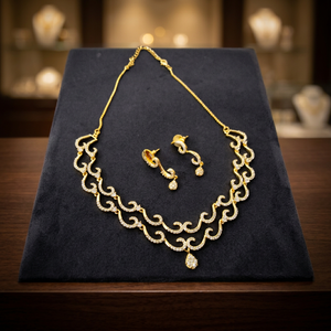 Joyería CZ Americana al por Mayor para Mujer, Conjuntos de Collar y Aretes de Aleación para Boda y Compromiso, Exportadores de Alta Calidad de India 50166 - Product Image 3