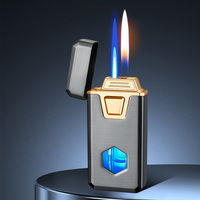 Briquet électronique intelligent à double jet avec capteur vocal, coupe-vent, en métal, haute technologie, design créatif, pour cadeau, vente en gros