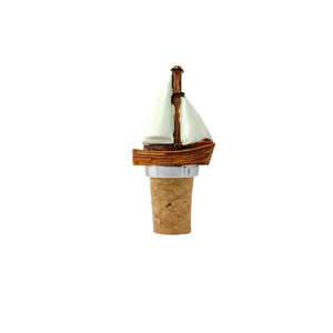 Mini Wooden Boat Wine Stopper Cork With Silver Band For Red Wine Champagne Bottle Sealing - Product Image 1
