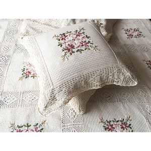 Juego de Ropa de Cama Bordada a Mano con Cinta, 5 Piezas, Tamaño King y Queen, Colcha, Cubrecama, Patchwork, Encaje, Hueco, Sábanas para el Hogar - Product Image 2