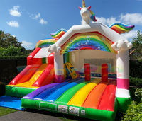 Château gonflable à ciel de licorne gonflable, roulettes rebondies, combo, château de saut, avec toboggan, livraison gratuite