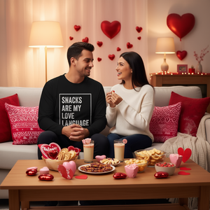 T-shirt à manches longues unisexe à col rond « Snacks Are My Love Language », cadeau pour la Saint-Valentin - Product Image 3