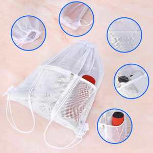 Custom logo Mesh <b>Drawstring</b> <b>Backpack</b> Bag Net Back Pack Multifunction Mesh Bag for Swimming Athletic Gym Beach - Product Image 5