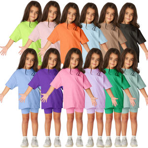 1-13 anni di moda estiva set di abbigliamento per bambine e bambine vestiti carini da ragazzo e da donna 2 pezzi set di pantaloncini da ciclismo in cotone per ragazze - Product Image 2
