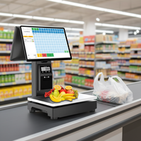 Système de caisse enregistreuse tactile Android à double écran avec balance intégrée, système POS tout-en-un, balance électronique