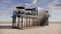 Café Conteneur 40ft 20ft, Restaurant et Bar en Conteneur Préfabriqué avec Panneaux Sandwich pour Bâtiment de Bureaux