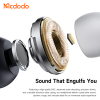 Écouteurs de jeu filaires USB-C Mcdodo 583 avec éclairage LED, écouteurs intra-auriculaires RGB avec pilote de 10 mm