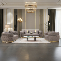 Juego de Sofás Chesterfield Reclinables Modulares de Estilo Europeo Moderno, 123 Piezas, Terciopelo Negro, Madera Aplicada, Muebles para Sala de Estar