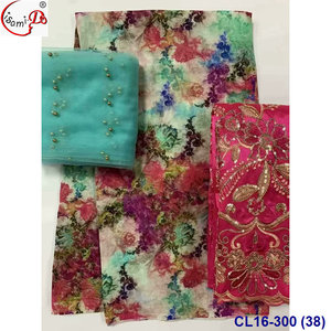 Lisami RTS Swiss Voile cotton mềm 2yard + 2yard lưới thêu + 5yard in somali Sudan dirac gabasaar toub vải cotton - Product Image 4