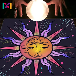 Paño de <span class=keywords><strong>Tarot</strong></span> Sun Moon Star India estera dorada Franela gruesa Mantel de <span class=keywords><strong>tarot</strong></span> de orillo de alta calidad - Product Image 5
