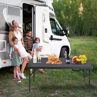 Table en plastique robuste et élégante de 48 pouces, blanche, pour salle à manger, camping, hôpital, école, salle, avec plateau de 3,7 cm d'épaisseur, usage industriel