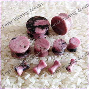 [SE-S416] بالجملة مزدوج المسامير المعلقة سدادات الحصيرة رودونيت طبيعي حجر وردي أذن مقاييس الأنابيب ثقب الجسم جودة المجوهرات - Product Image 2