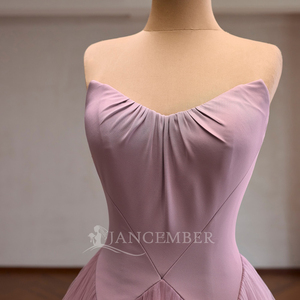 Robe de bal de princesse Jancember Rsm261041 de luxe rose mauve pour Sweet 16, bustier drapé, dos lacé, en tulle plissé - Product Image 5