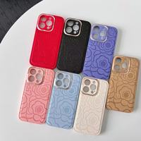 Étui de téléphone floral en cuir PU gaufré pour iPhone