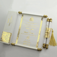 Cartes d'Invitation de Mariage en Rouleau Luxe Unique Nicro Original d'Usine Personnalisées avec Lettre Classique en Parchemin et Ruban à Pompon