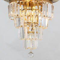 Lustre en métal doré de style français, relief floral, prismes en cristal transparent, lampe suspendue LED, AC 85-265V, 2700K, blanc chaud, chambre à coucher