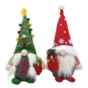 Boneka Natal baru, perlengkapan dekorasi boneka pohon kerdil, postur berdiri kreatif warna merah hijau, boneka kecil