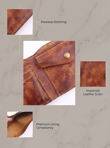 Vintage Genuine Leather Men's <b>Wallet</b> Retro Distressed Cowhide Bifold Purse Short Card Holder with Snap Button Luxury Clutch - Product Image 5