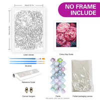 Peinture par numéros pour adultes Kits fleurs moderne mur Art photo par numéros pour la décoration intérieure 40x50cm/16x20 pouces sans