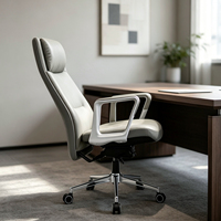 Chaise de bureau exécutive ergonomique en cuir véritable de haute qualité, chaise de direction moderne de luxe à dossier haut pivotant et réglable pour salon et personnel