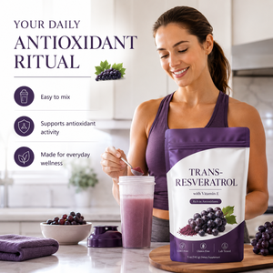 Trans-Resveratrol de Alta Potencia <span class=keywords><strong>en</strong></span> <span class=keywords><strong>Polvo</strong></span> 500mg con Quercetina y Pterostilbeno, Mezcla Antioxidante con Vitamina E para la Longevidad - Product Image 5