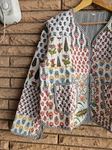 New Arrival 100% Handmade Cotton Quilted Jacket Floral Pattern Casual Boho Style for Women Winter Coat Soft - Product Image 4