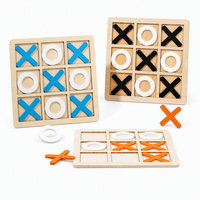 Jeu de Tic Tac Toe en Bois Montessori Portable pour Enfants, Jouet Éducatif pour l'Apprentissage Précoce